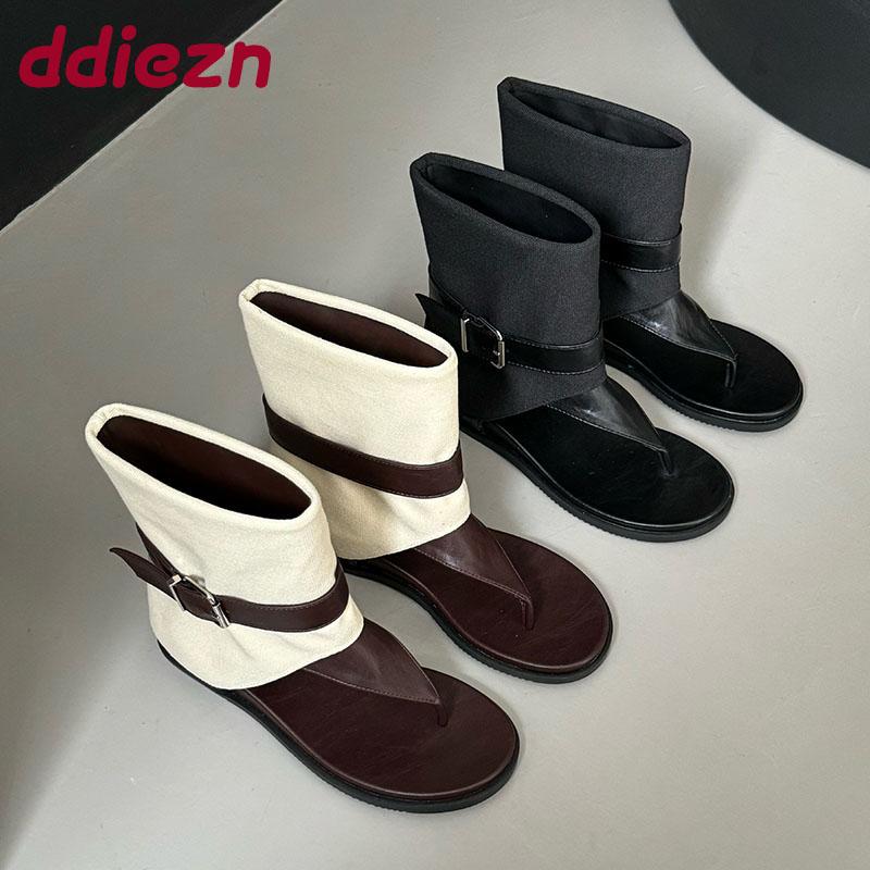 Fashion Footwear With Height Increasing Ladies Ankle Boots New 2025 Fashion Round Toe Women Sandals Booties Shoes Female Flip flops