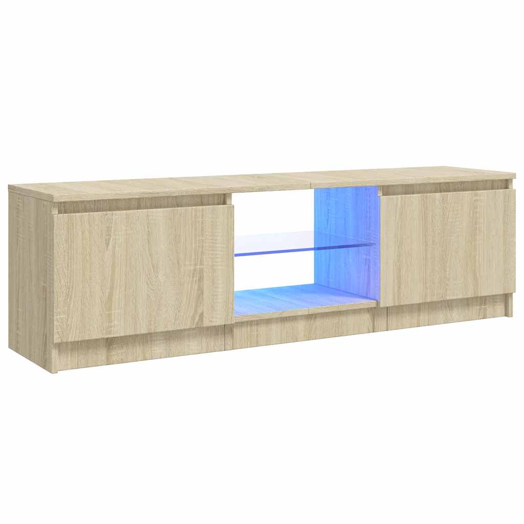 Vidaxl Szafka Pod Tv Z Oświetleniem Led, Dąb Sonoma, 120X30X35,5 Cm