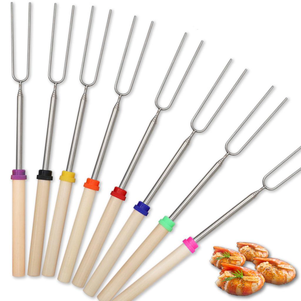 5/10/12pcs Adjustable Telescopic Barbecue Forks Metal Skewers Roasting Stick Suitable for Eating BBQ Dinner Dessert