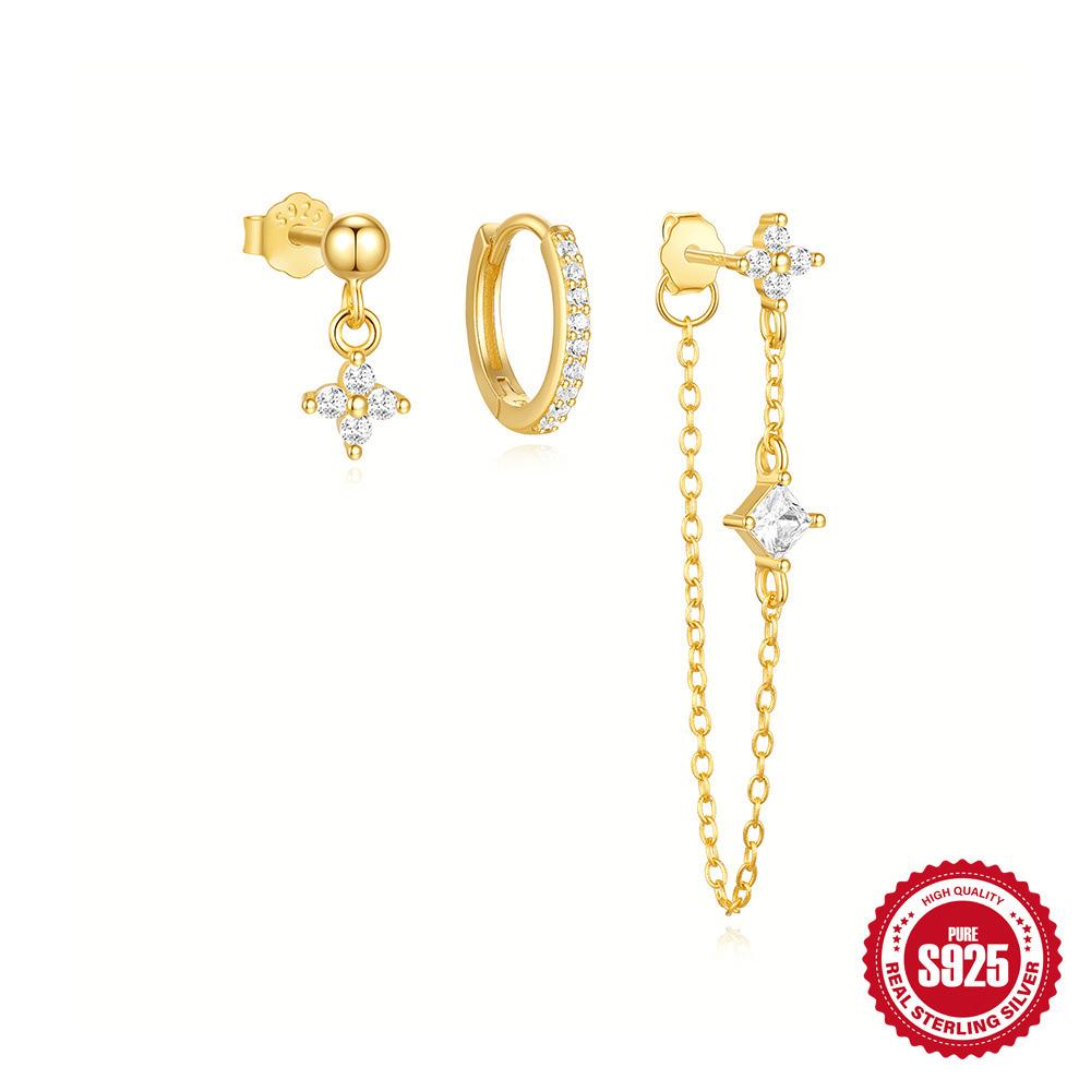 

S925 стерлингового серебра ежедневный темперамент соответствующий комплект серьги серьги женские серьги комплект сережек-гвоздиков 925 Silver