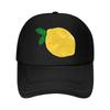 Lemon Print  Casual  Sporty Snapback Hat  Machine Washable Outdoor Headwear  Adjustable Snapbac  Mesh Baseball Cap