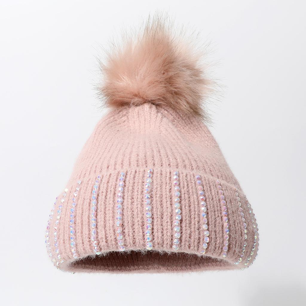 Knitted Hat Thickened Cold-Proof And Warm Wool Ball Pullover Hat Winter Outdoor Stacking Hat