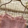 Summer Women's Camisole French Mesh Three-dimensional Flowers High Waist Short Camisole Vest Chic Wrap Tops