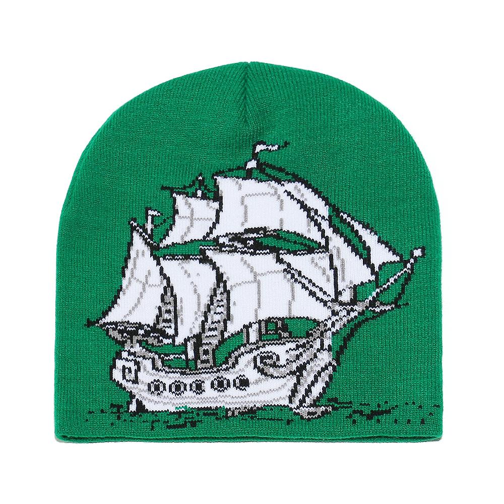 Temu Trendy New Wool Hat Sailing Jacquard Knitted Hat Warm Cold Hat for Men and Women In Winter