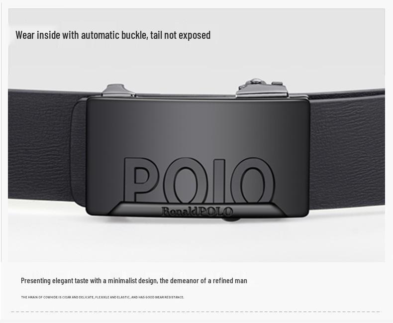 Platinumstone Men's Genuine Leather Belt - Automatic Buckle, Business Casual, in Stock.