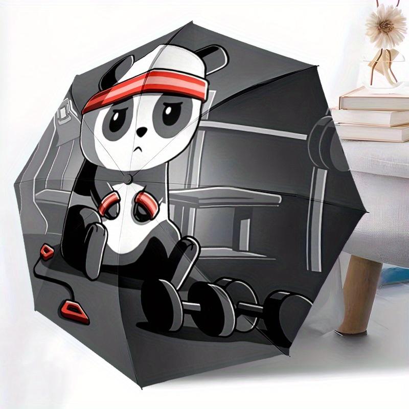 1pc Panda Fitness Auto Open/close, All-Season Portable Folding Umbrella for Women & Men, Travel, Everyday, Formal Events - Compact Luxury Parasol, Out