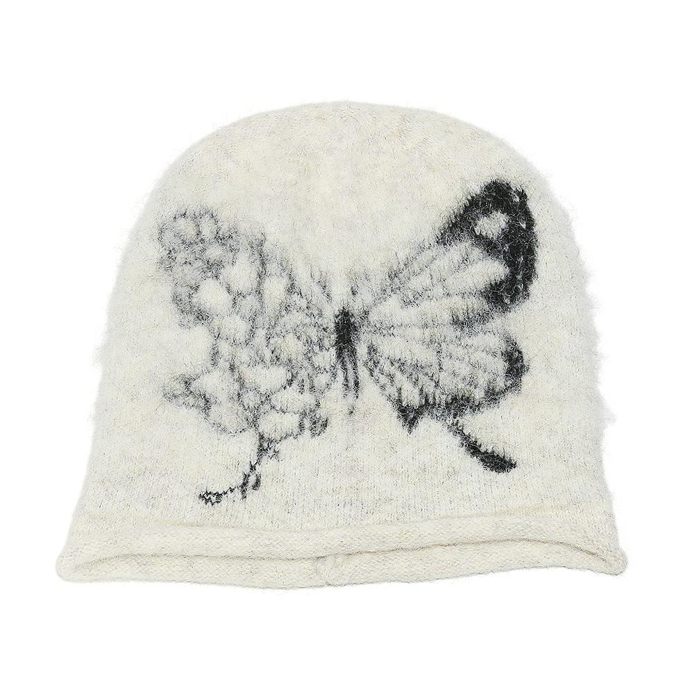 Ins Korean Version Knitted Hat Women's Winter Big Head Circumference Shows a Small Face Cold Hat Loose Bag Head Hat Butterfly Pile Hat Women