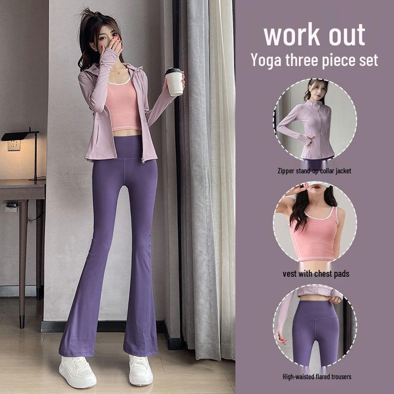 Women's 2024 High-End Yoga Suit: Advanced Pilates Fitness Jacket & Micro Flare Pants