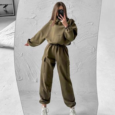 2 Teile/satz Frauen Top Hosen Set Mit Kapuze Langarm Elastische Manschette Hoodie Kordelzug Dehnbar Hohe Taille Knöchel-banded Hose Sport fitness Trainingsanzug