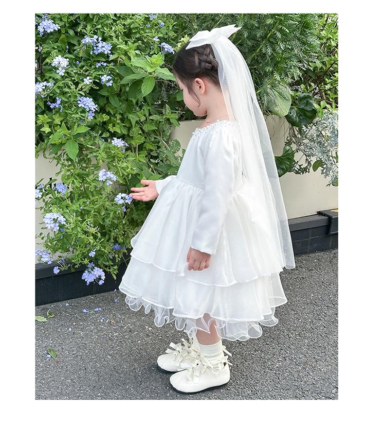 White Tulle Dress for Girls, Ages 2-7 - Spring/Autumn Flower Girl Dress