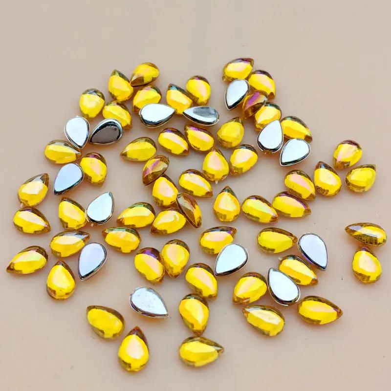 Glitter 200Pcs 4*6mm Glass Water Drop Rhinestones Flat Back Stones and Crystals For Nails Art Decorations Costume A56