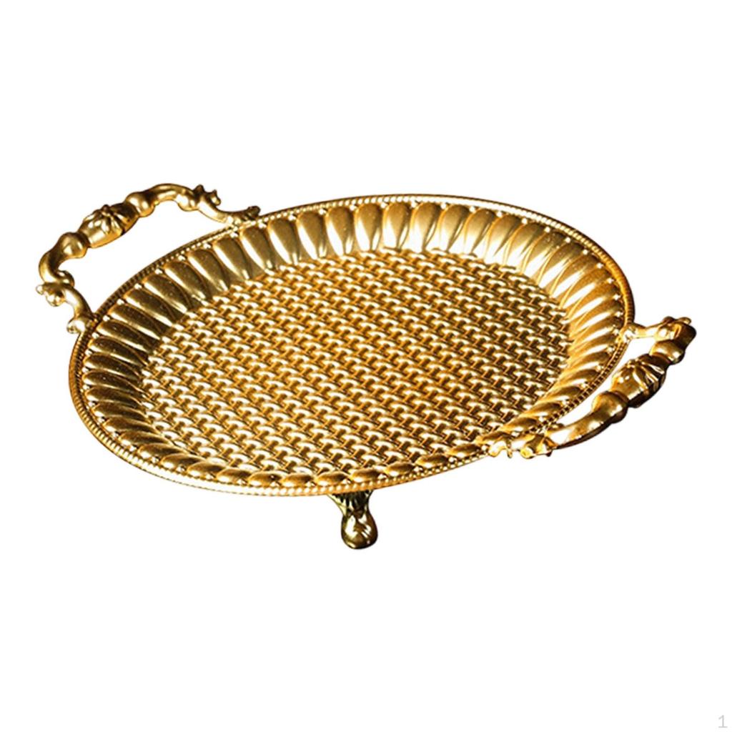 Fruit Plate Appetizer Platter Countertop Elegant Metal with Handles Serving Tray for Dinner Snacks