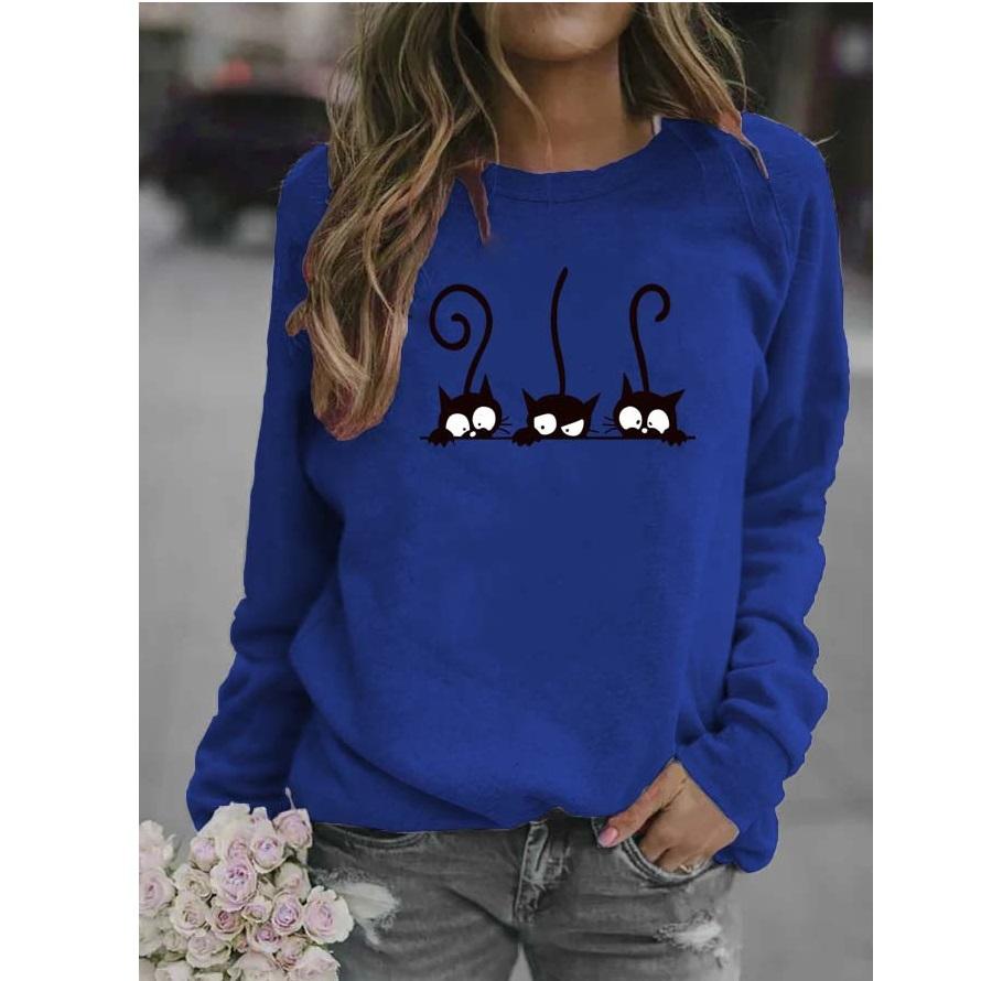Women's Casual Long-sleeved Round Neck Printed Loose Sweatshirt Top