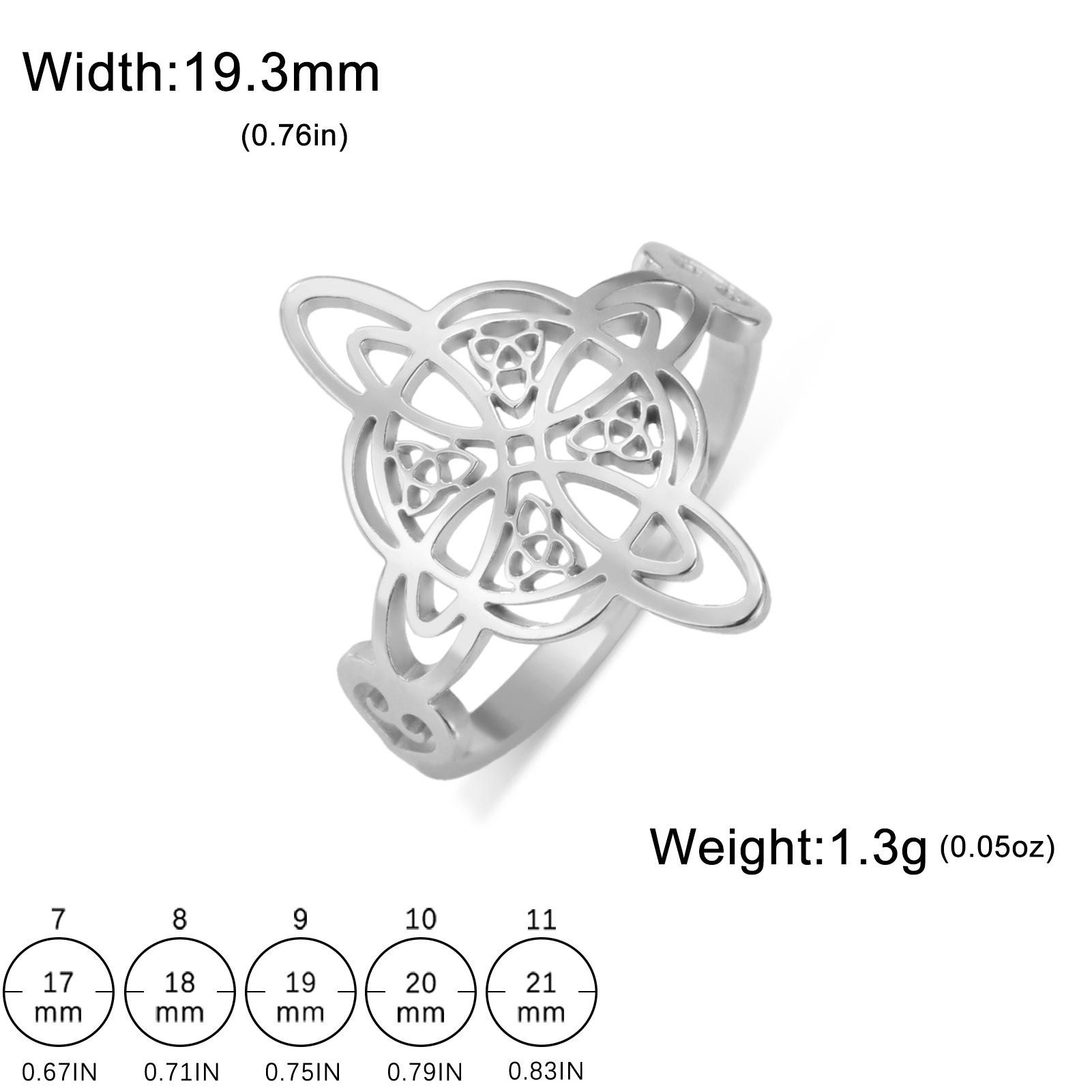 Adjustable Wiccan Knot Celtic Knot Openwork Titanium Steel Ring For Men And Women No. 7