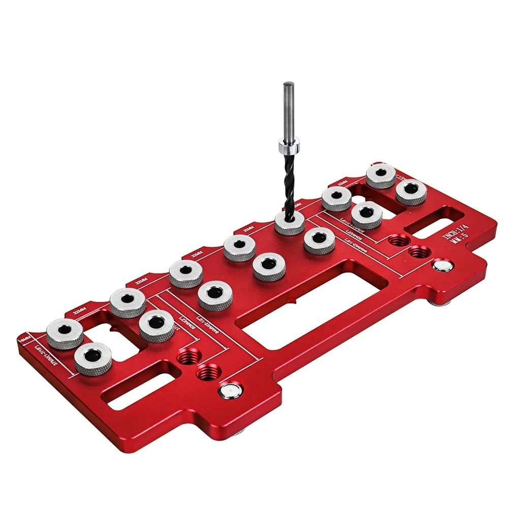 1 Set Handle Pitch Punch Hole Locator, Shelf Pin Drilling Guide Jig,Aluminum Pocket Hole Jig Kit,Straight Hole Drilling Template