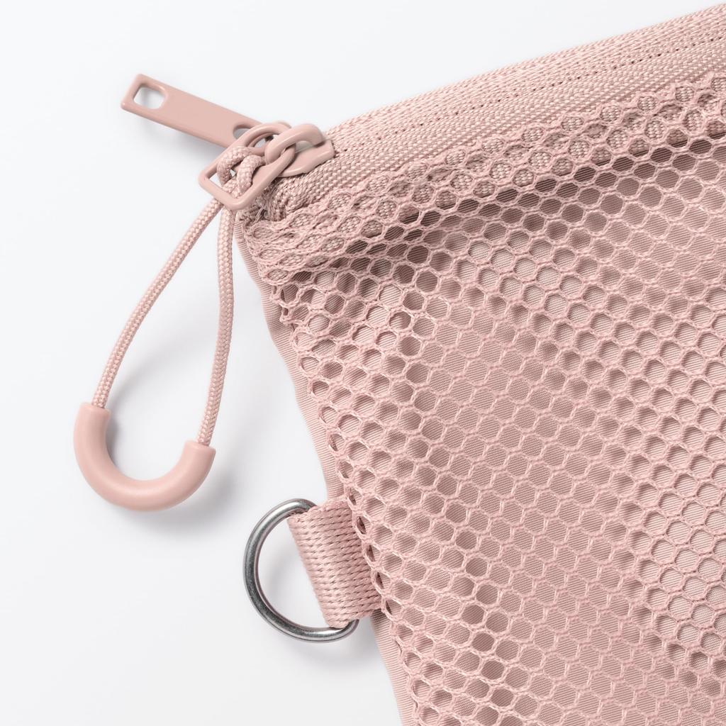 MUJI Polyester Double Zipper X 84769504 Case, Pink, Medium, Approx. 13.5 19cm,