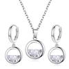 Collana da donna con ciondolo rotondo vuoto con zirconi cubici, orecchini Huggie, regalo di gioielli