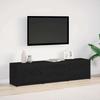 TV Stand with LED Lighting Black Oak Finish 165 x 34 x 40 cm