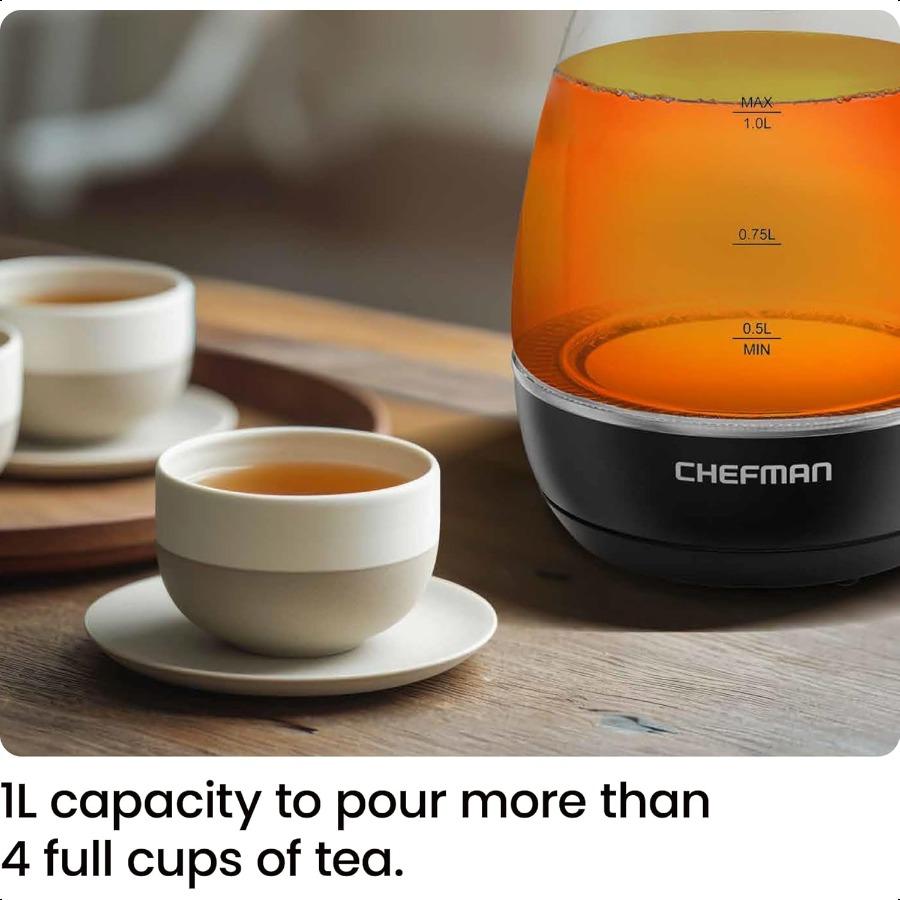 

Электрический чайник с заварником для чая 1 л 1500 Вт Съемная крышка для легкой очистки Защита от выкипания Фильтр из нержавеющей стали Не содержит БФА Au United States