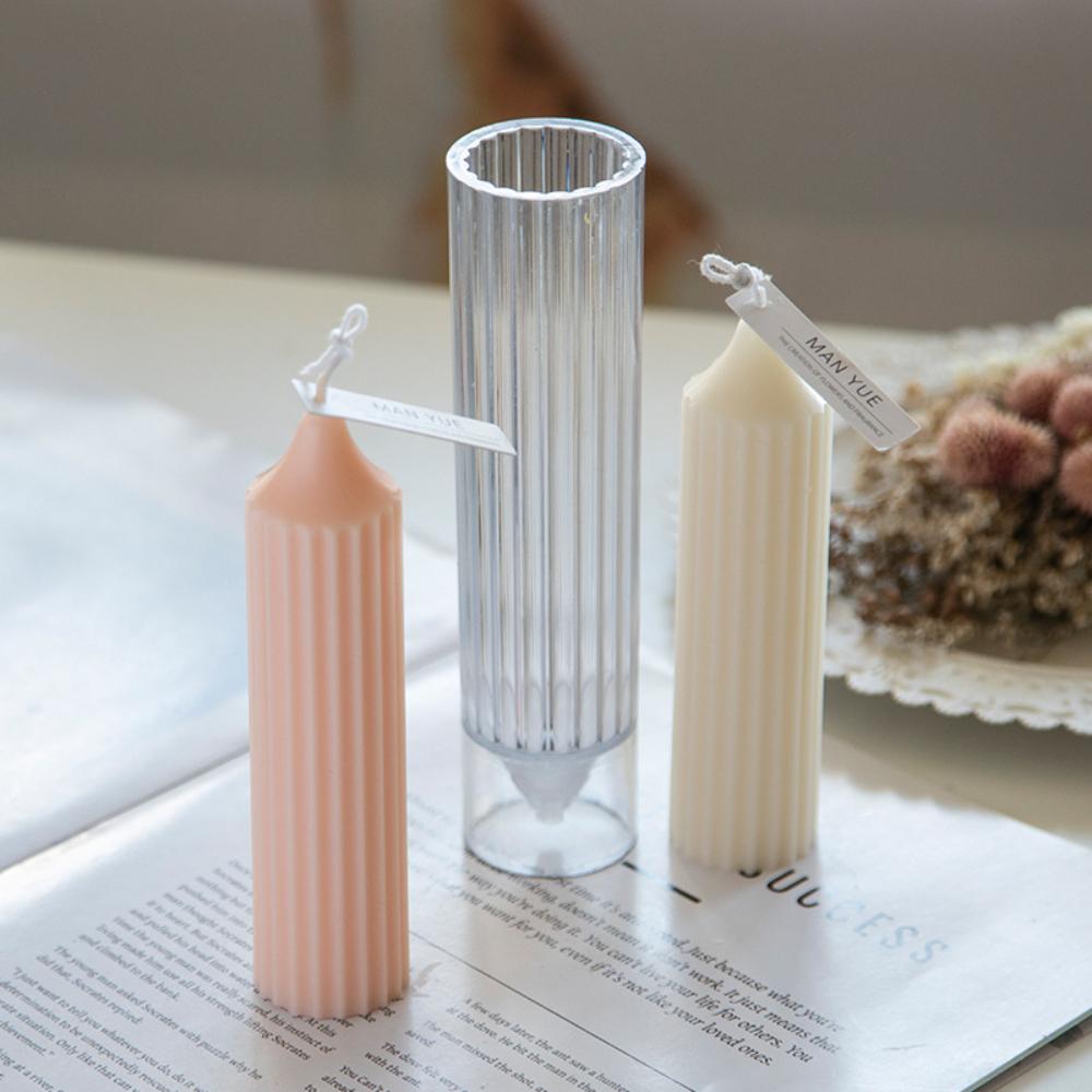 Taper Candle Mold Stripe Acrylic Resin Making Tool Easy Demoulding Smooth Plastic Candle Holder Mould DIY Scented Ornament Gifts
