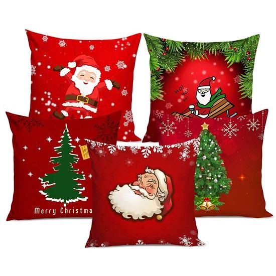 Set of 5 Cushion Covers 30.48 Cm Christmas Decorations Cushion Cover for Sofa Xmas Theme Cushion Cover