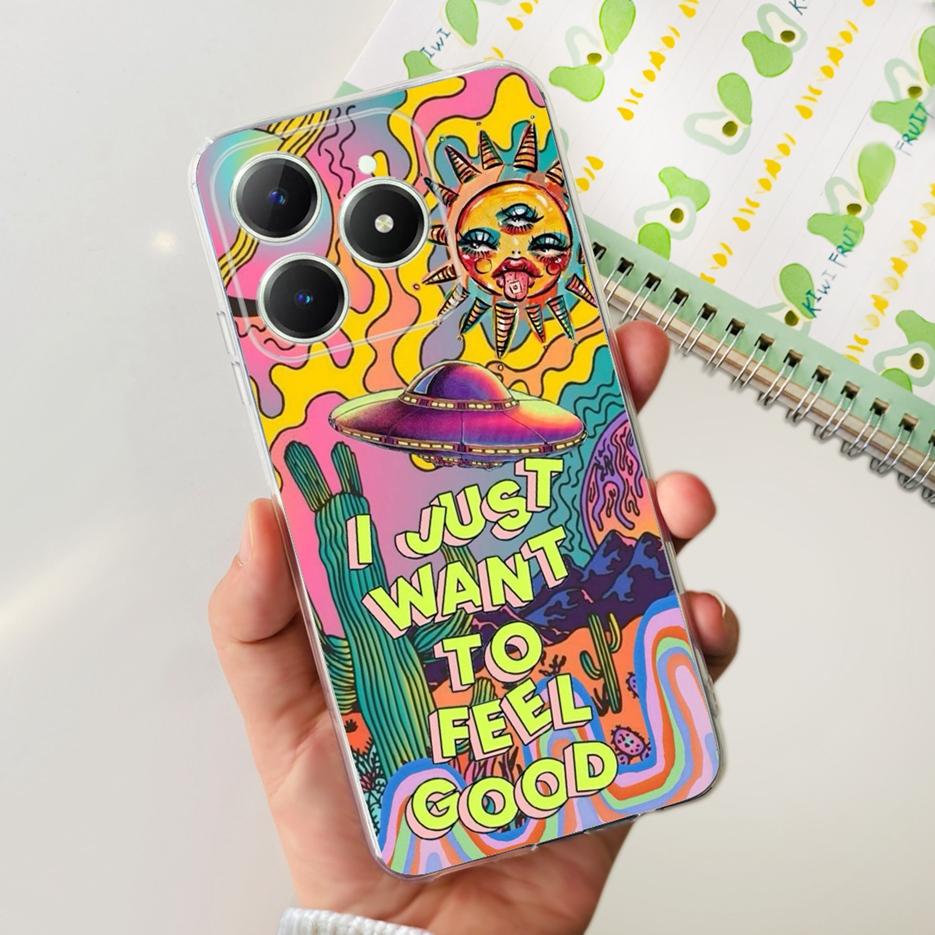Für Realme C61 Hülle Realme C63 Niedliche Katzen-Cartoon-Bemalte Abdeckung Weiche Silikon-Handyhülle Für Realme C61 RealmeC61 RealmeC63 Fundas