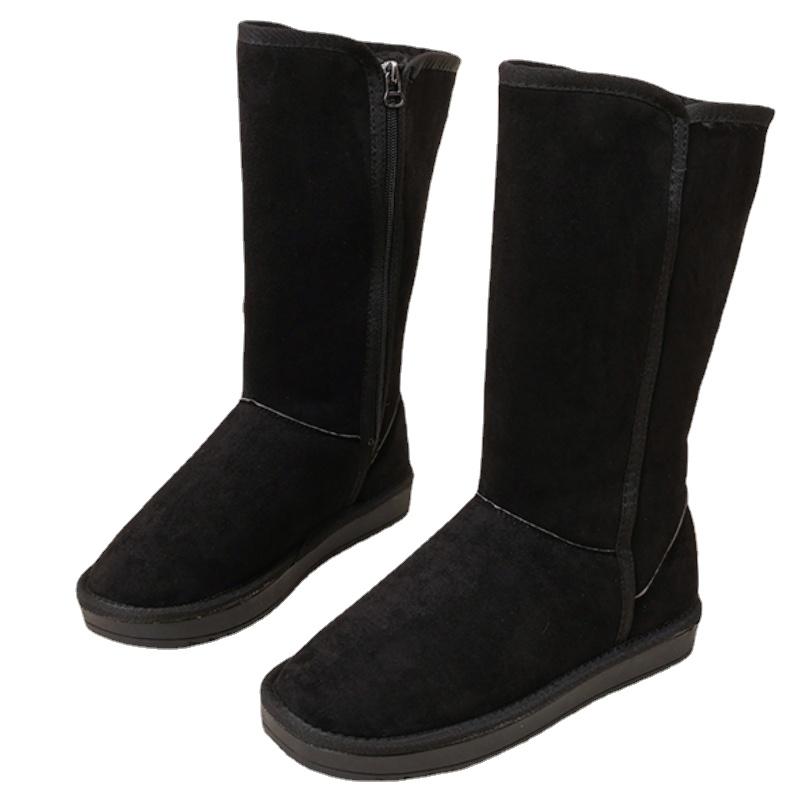 

2024 Горячая Распродажа Женская Обувь Женские Ботинки На Молнии Зимние Круглые Носки Твердые Флоковые Удобные Теплые Зимние Ботинки До Середины Икры На Низком Каблуке 42 чёрный