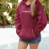 New Pink Palm Print Drop-Shoulder Long-Sleeve Hooded Sweatshirt