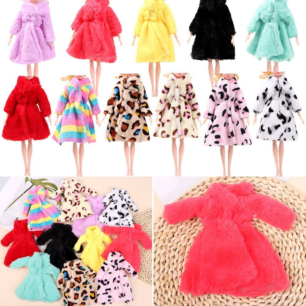 Plush Clothing Accessories Mini Nightgown Party Dressing Long Coat Winter Overcoat