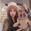 Plush Fur Knitted Deer Antler Hat Windproof Festival Christmas Antler Hat New Ear Flap Hat  Outdoor