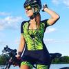 Damen Sommer Radsportbekleidung Langarm Kleiner Affe, Damen Radfahrer Outfit mit Gel, Lycra Fahrrad Jumpsuit Trikot P