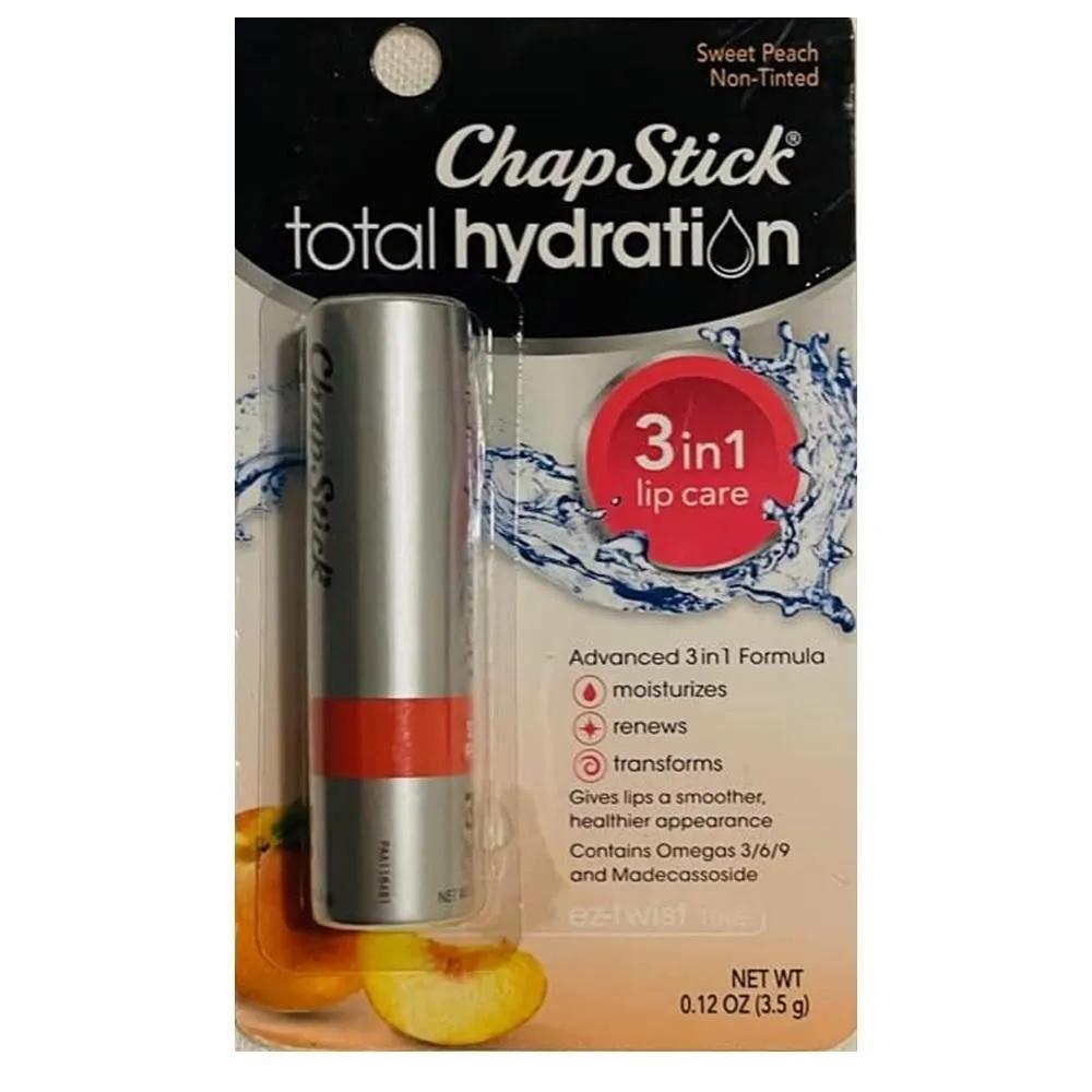 ChapStick Total Hydration 3.5g 1 Pack Sweet Peach ChapStick Total Hydration Sweet Peach Lip Balm Tube