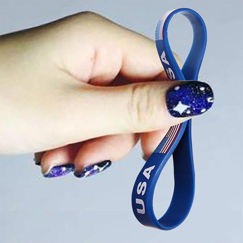 2pcs USA Flag Bracelet Men Women Motivational Silicone Wristband American Sports Rubber Friendship Wrist Bands Accessories Gifts