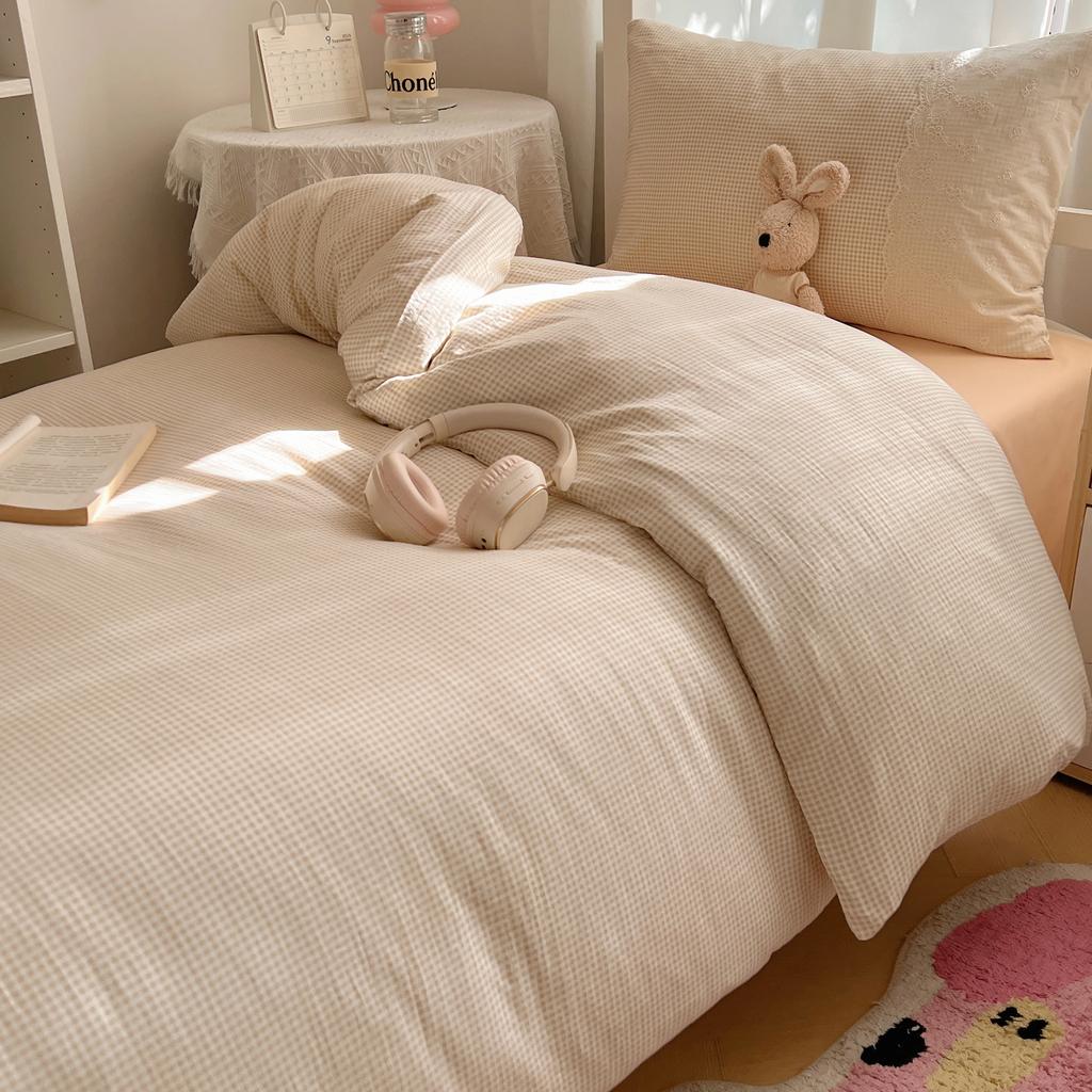 Lace Plaid Duvet Cover Set, Suitable for Bedrooms, Hotels, and  Dorms (1 Duvet Cover + 2 Pillowcases), (Inner Core Not Included)