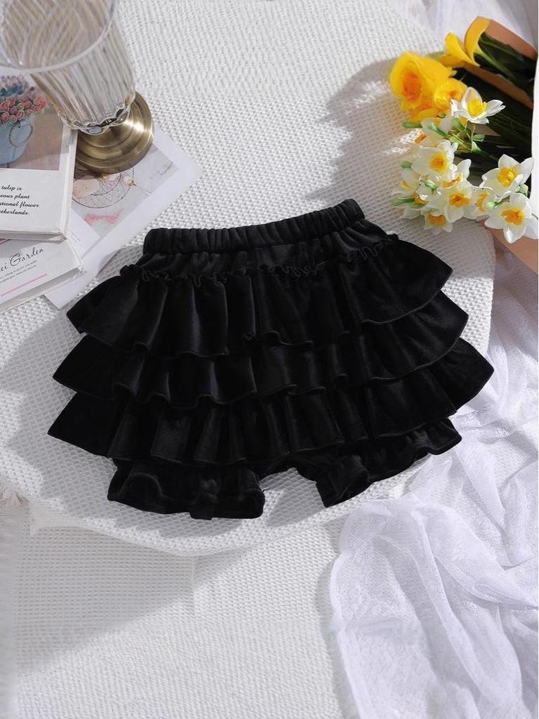 Baby Girl Fluffy Pumpkin Culottes Skirt with Cute Ruffles and Puff Design