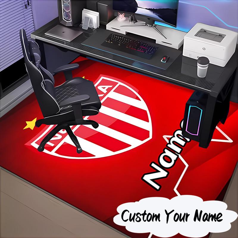 Custom Name NECAXA Team Crest Design Rug for Living Room, Game Rooms, Office, Bedroom, Floor Mat Playful Design, fan gifts Christmas decor