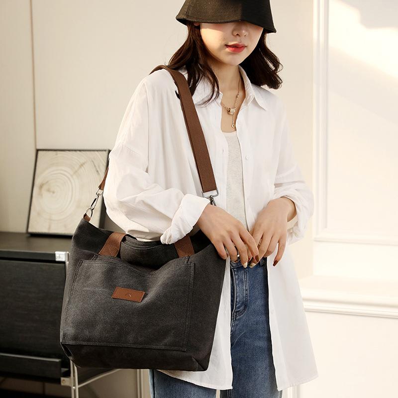 Shoulder Bag Tote Bag Women Solid Color Canvas Bag