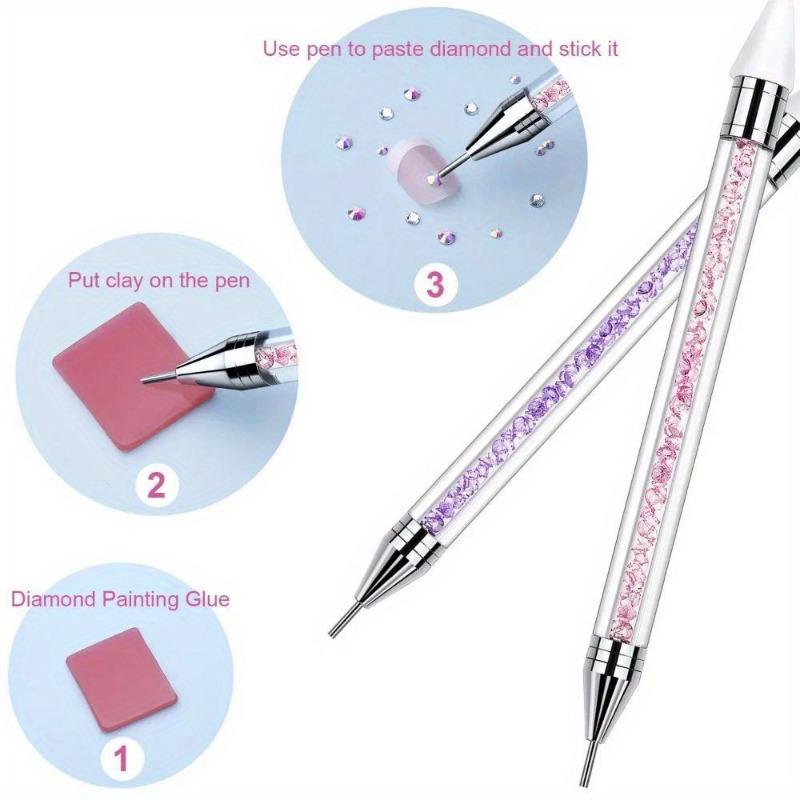 Rhinestones Gem Picking Picker Manicure Drill Pencil Silicone Head Tool Nail Art Dual Heads Acrylic Design Metal Dotting Wax Pen