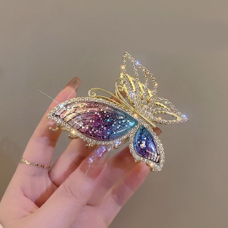 Stylish Glitter Butterfly Hair Clip Metal Hair Accessory For Women Elegant Updos And Low Ponytail