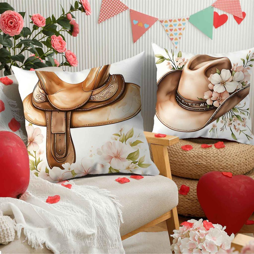 Rural Western style pattern digital printing pillow cover Short plush Suitable living rooms bedrooms sofas throw cushion cover