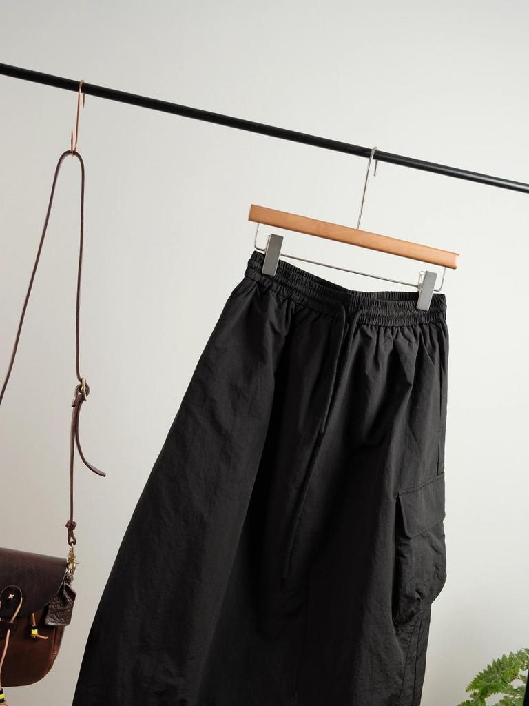 Artistic Japanese Quilted Winter Skirt - Casual Elastic Waist, Solid Color, Drawstring Half Skirt