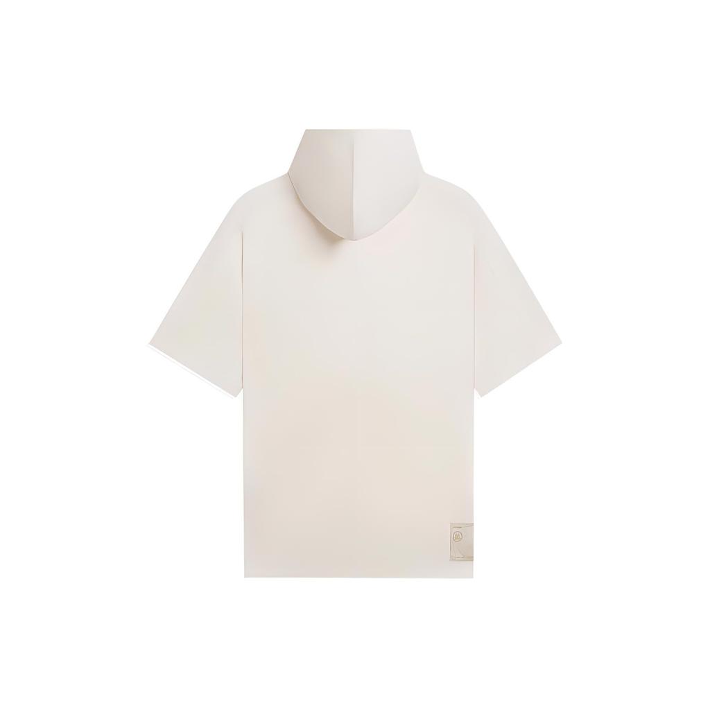 Li Ning X Jackie Chan Kung Fu Series Solid Color Pullover Hoodie Short Sleeve T-Shirt Men T-Shirt Beige AWDSC37-2