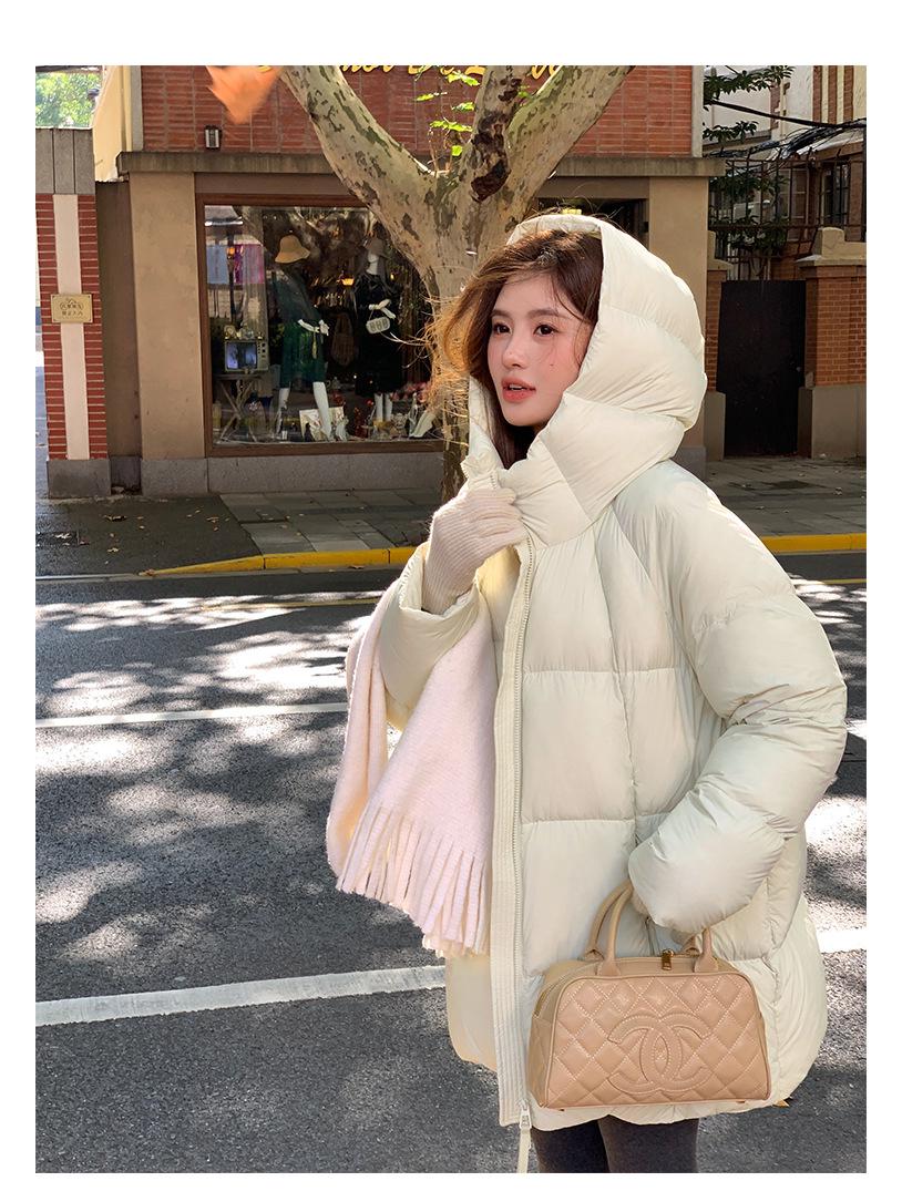 

Women s Mid-Length Hooded Winter Puffer Coat - 90% White Duck Down, Super Soft, High Fill Power, 2025 New Style M (125-140 jin) зелёный