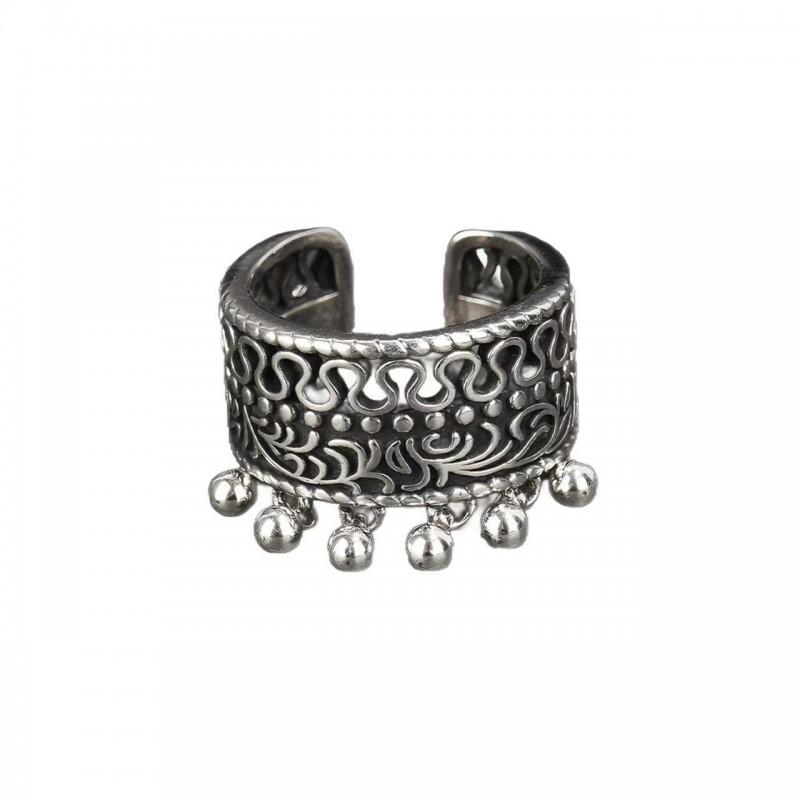 Adjustable Vintage Lace Fringe Ring Women Men Boho Ethnic Style Statement Jewelry