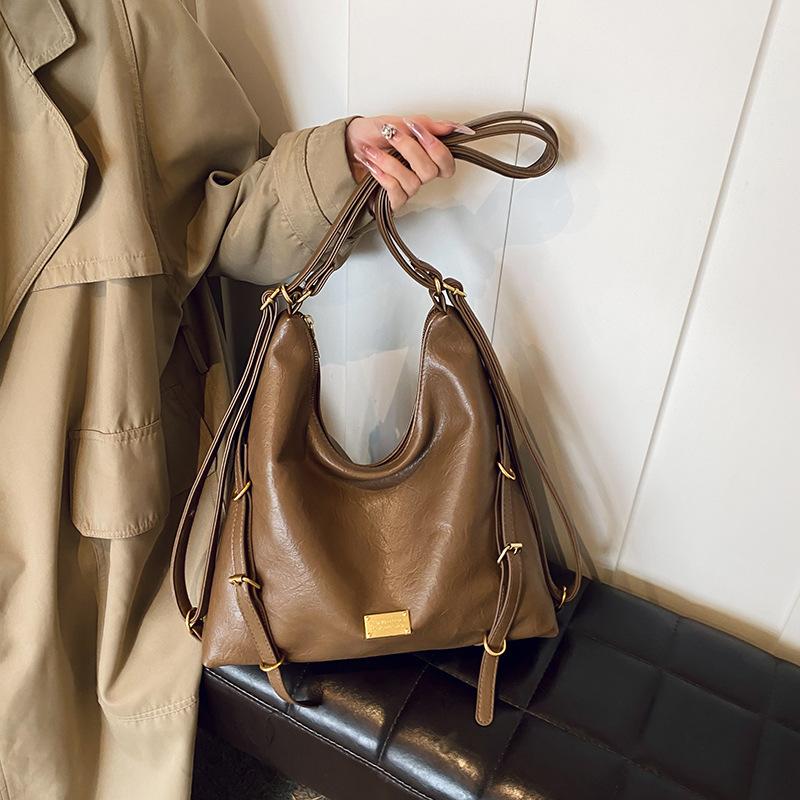 Simple Casual Backpack Bag Women's New Autumn and Winter Retro Fashion Shoulder Bag Large Capacity Commuter Tote Bag