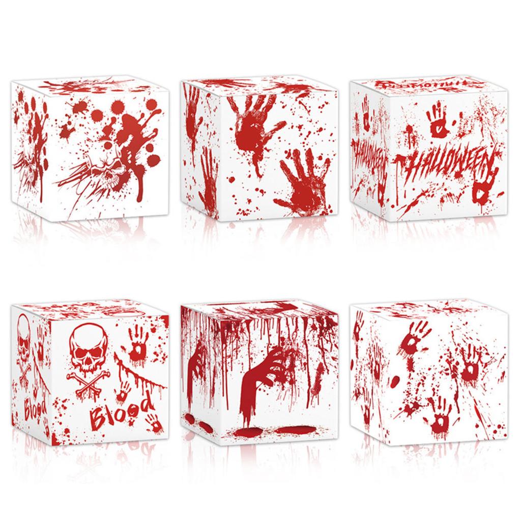 6pcs Festive Candy Snack Carton Environmentally Party Supplies Halloween Candy Boxes with Blood Hand Design for Kids Trick or Treat Party Favor
