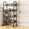 Rolling Storage Cart Layered Storage Shelves Multi Functional Movable Snack Vegetable Baskets Kitchen Shelves Black