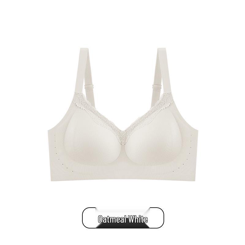 Lace Trim Seamless Deep V Soft Support Wireless Bra for Small Busts