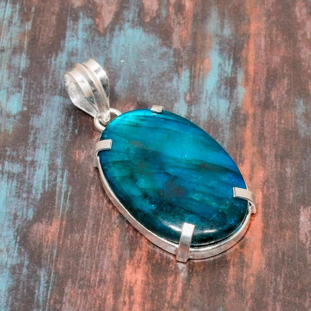 Blue Labradorite Gemstone Handmade Solid 925 Sterling Silver Pendant Jewelry