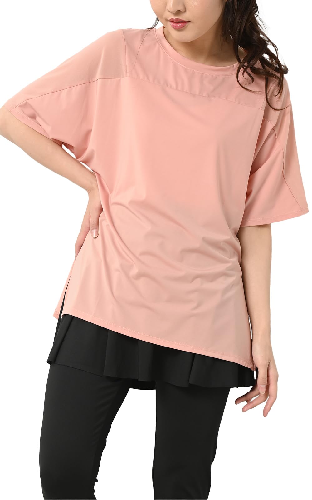 

JANJAM Plus Size Breathable Sportswear for Gym and Size 4L Women s Top, 5/8 Sleeves, See-Through Fabric, Fitness, Pink, розовый